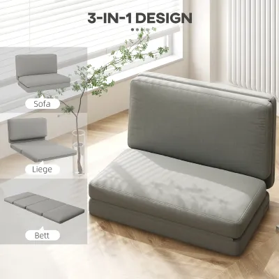 2-in-1 faltbarer Bodensessel, Gästematratze, teilbar, 120 cm breit, Hellgrau