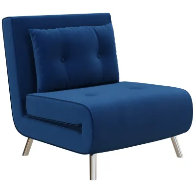 Liegesessel Gästebett Schlafsessel, Knopfheftung, Leinenoptik, 77 cm x 88 cm x 83 cm, Blau