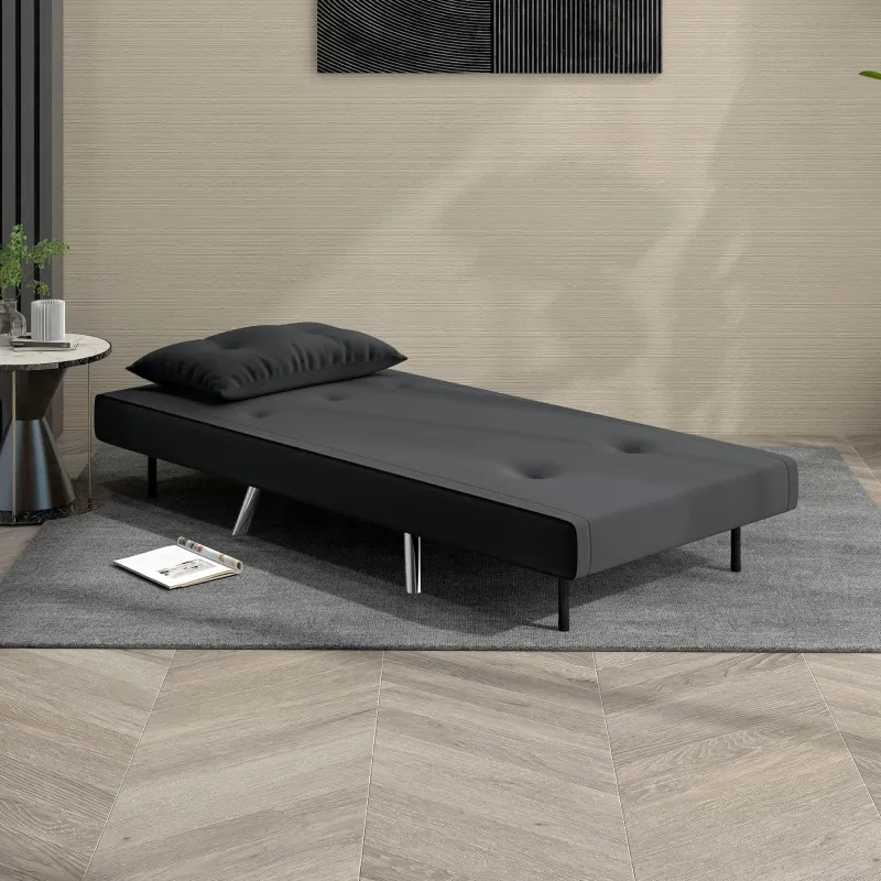 Liegesessel Gästebett Schlafsessel, Knopfheftung, Leinenoptik, 77 cm x 88 cm x 83 cm, schwarz