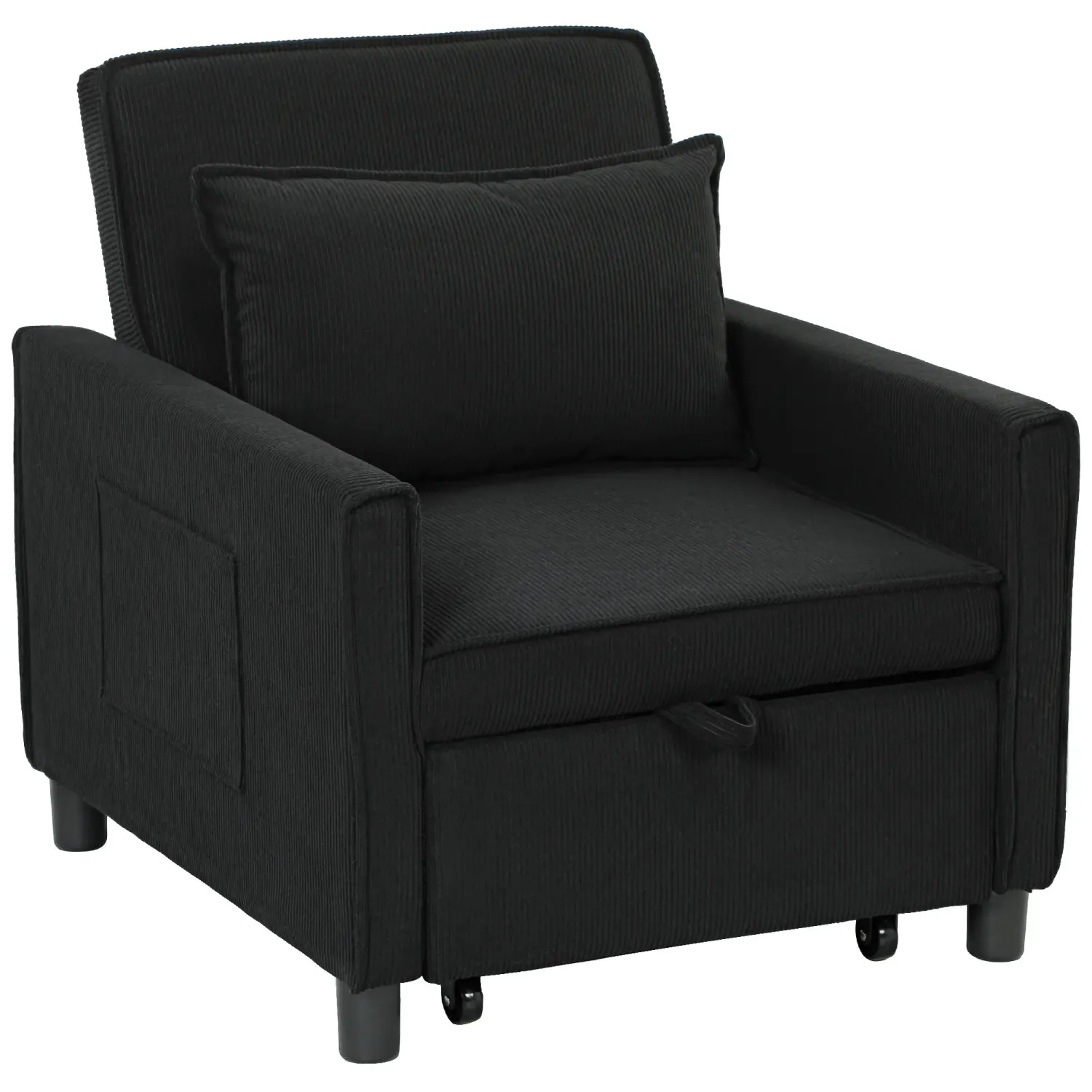 Schlafsessel, Gästebett verstellbar, 3 Positionen, Cordbezug, bis 120 kg, Schwarz