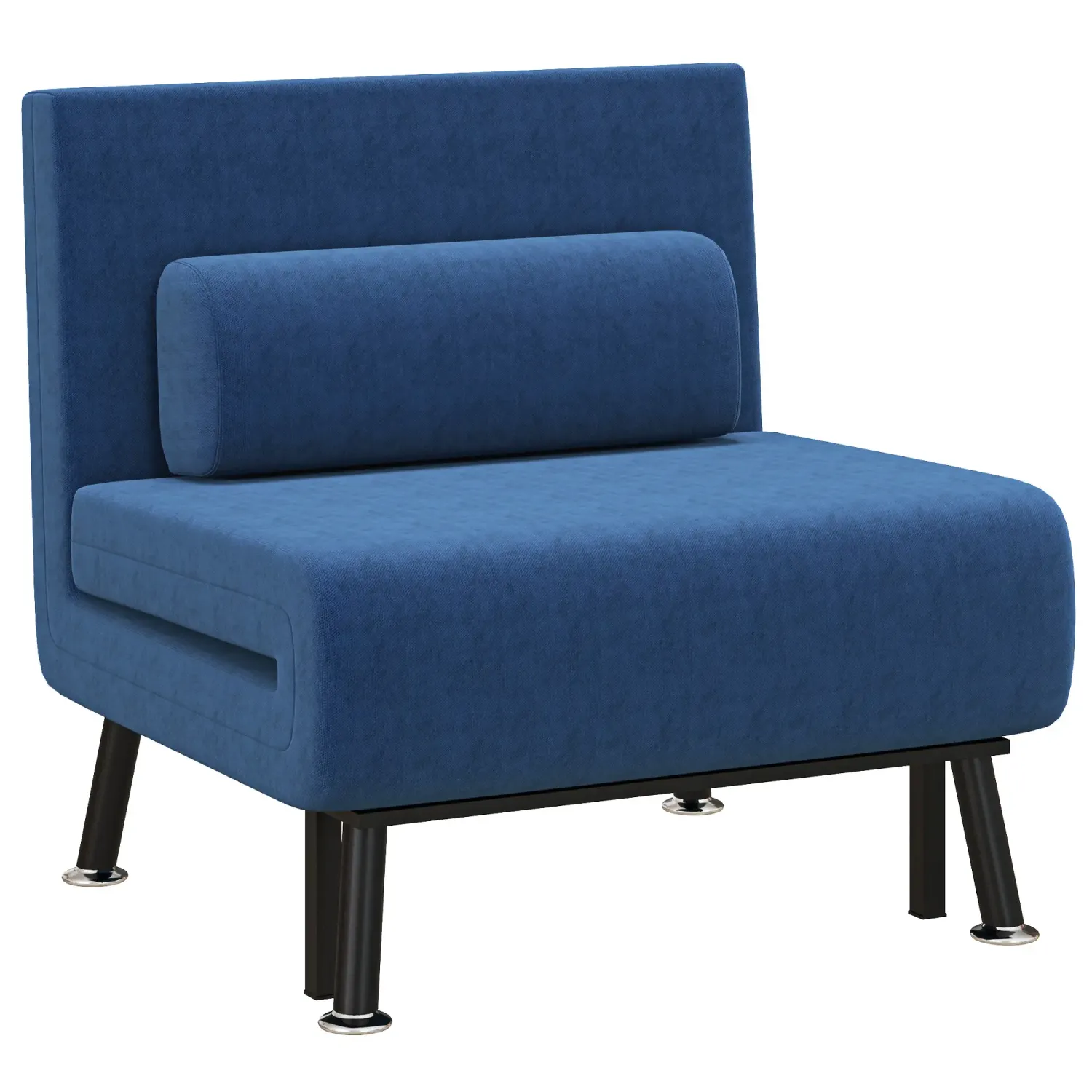 Klappsessel mit Bettfunktion, klappbarer Relaxsessel in Leinenoptik, Verstellbare Rückenlehne, 75x70x75 cm, Dunkelblau