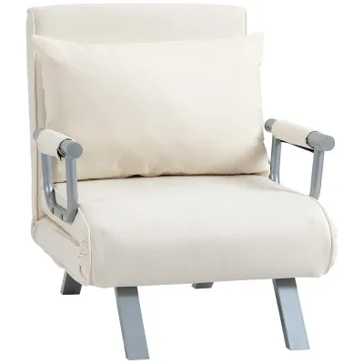 Relaxsessel Liegesessel Sessel, Liegefunktion, Gästebett, 65 cm x 69 cm x 80 cm, Cremeweiss