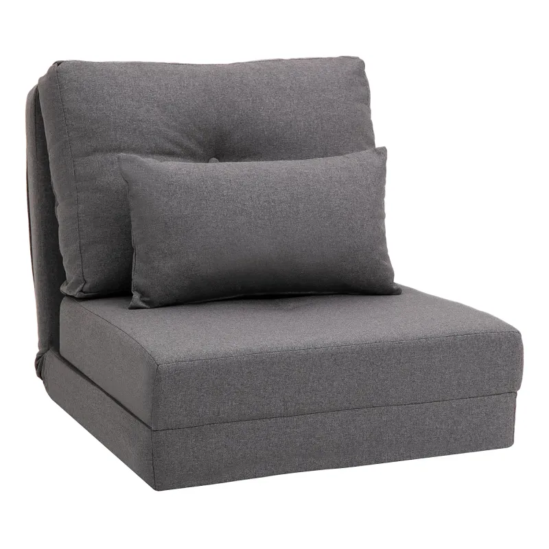 Bodensessel Klappmatratze Schlafmatte, 2-in-1-Design, abnehmbares Kissen, 60 x 80 x 56 cm, Dunkelgrau