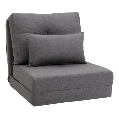 Bodensessel Klappmatratze Schlafmatte, 2-in-1-Design, abnehmbares Kissen, 60 x 80 x 56 cm, Dunkelgrau