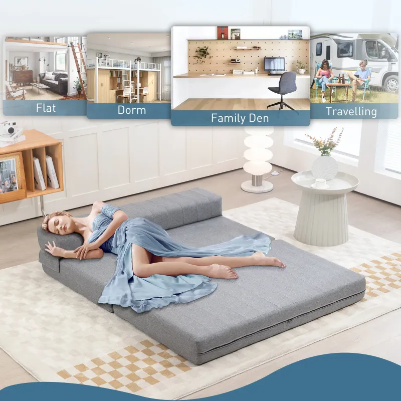 2-Personen-Gästebett, Klappsofa mit Bettfunktion, bis 250 kg, 138x80x50 cm, Grau