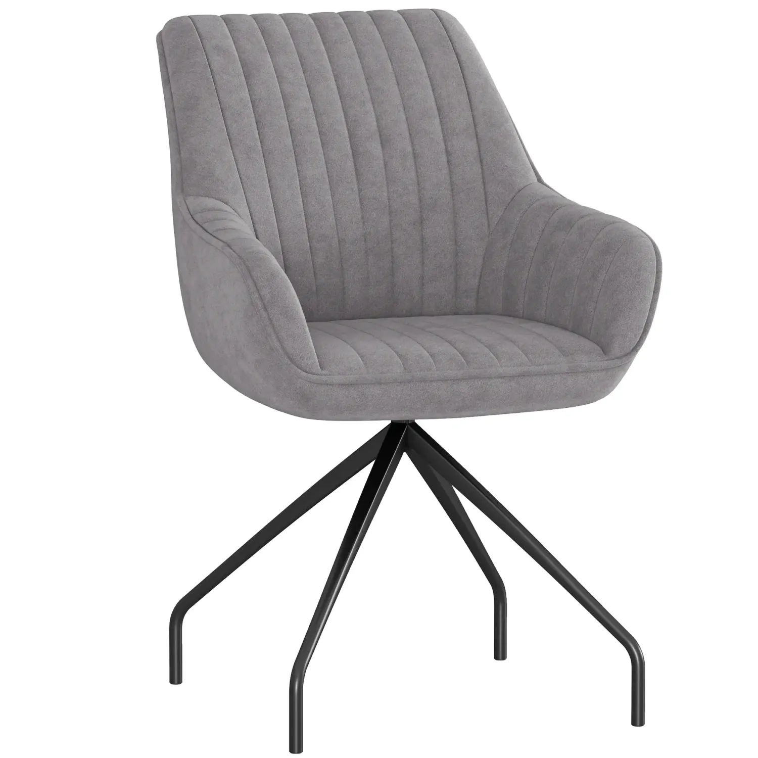 Drehbarer Armstuhl, Moderner Akzentsessel mit Metallbeinen für Wohnzimmer, Schlafzimmer, Büro, Grau