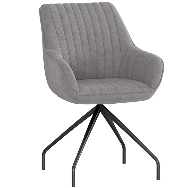 Drehbarer Armstuhl, Moderner Akzentsessel mit Metallbeinen für Wohnzimmer, Schlafzimmer, Büro, Grau
