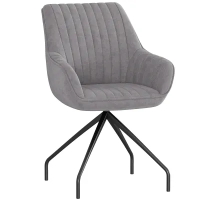 Drehbarer Armstuhl, Moderner Akzentsessel mit Metallbeinen für Wohnzimmer, Schlafzimmer, Büro, Grau