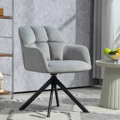 Drehbarer Armstuhl, Moderner Akzentsessel mit Metallbeinen für Wohnzimmer, Schlafzimmer, Büro, Grau