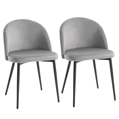 2er-Set Esszimmerstühle, Samtoptik, 49 cm x 50 cm x 77 cm, Grau