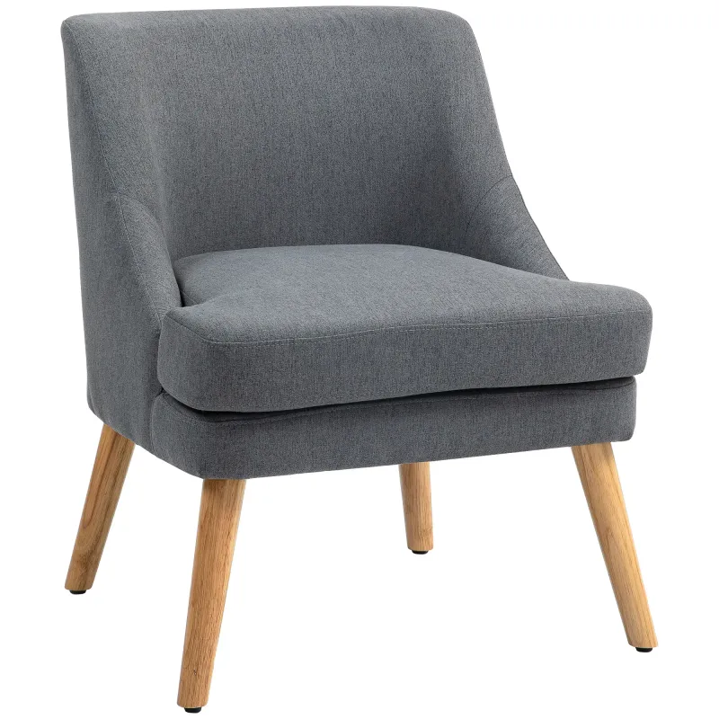 Akzentsessel im skandinavischen Stil, bis 150 kg, Hevea-Holzbeine, Beige, 63x69x79,5 cm