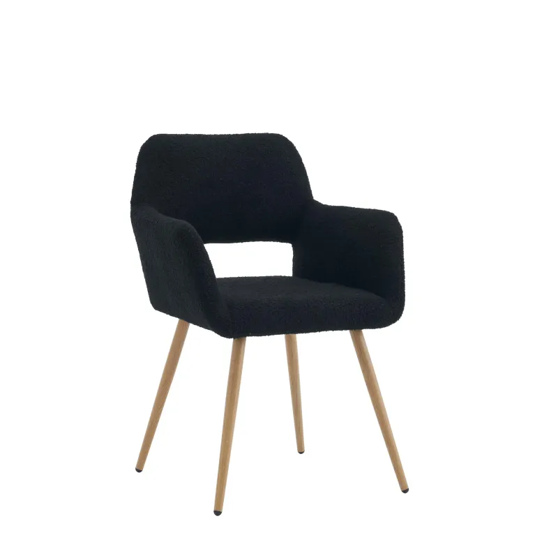 Stuhl in Samtoptik, ergonomisches Design, 58×56×80 cm, Schwarz