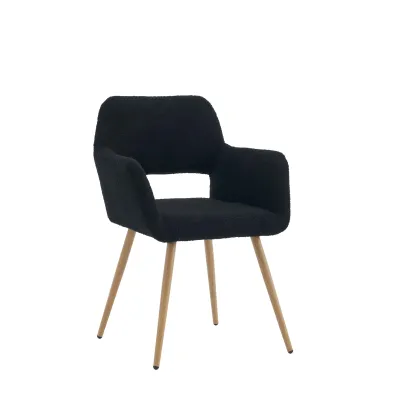 Stuhl in Samtoptik, ergonomisches Design, 58×56×80 cm, Schwarz
