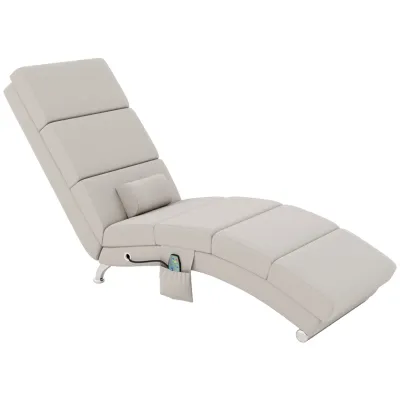 Ergonomischer Massagesessel Liegestuhl, Massageliege inkl. Fernbedienung 56 x 168 x 84 cm Creme