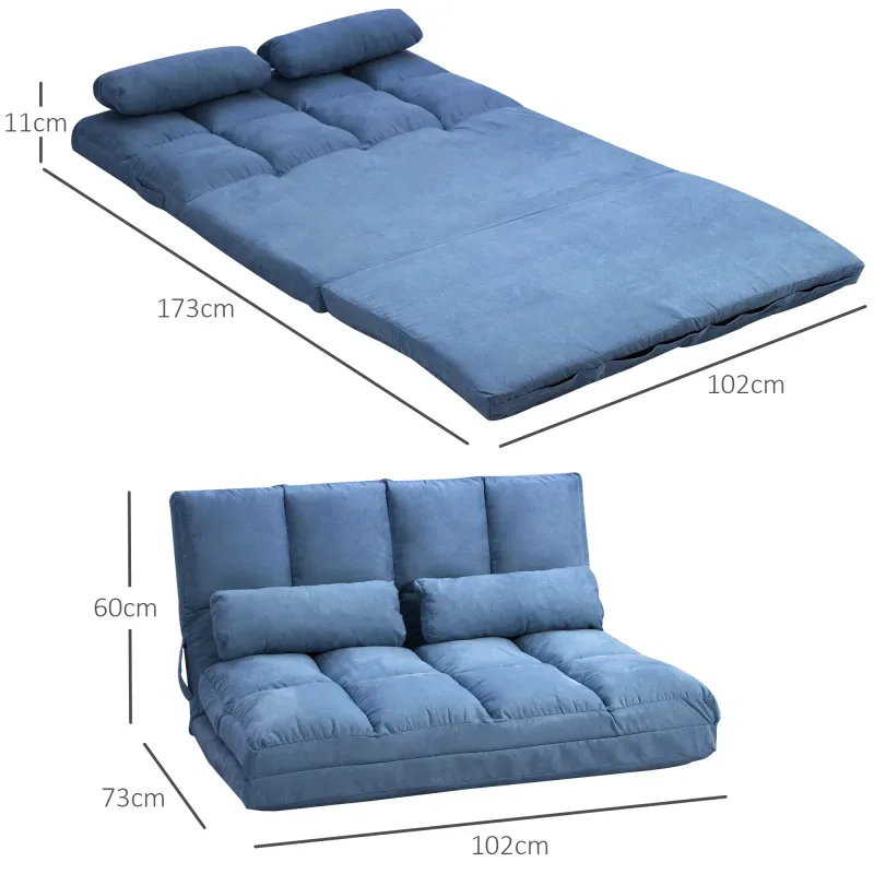 Bodensofa Schlafsofa Sofa, klappbar, verstellbare Rückenlehne, 102 cm x 73 cm x 60 cm , Blau