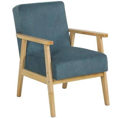 Loungesessel Einzelsessel modernes Retro-Design Samt Cord 59 x 67 x 79,5 cm blau