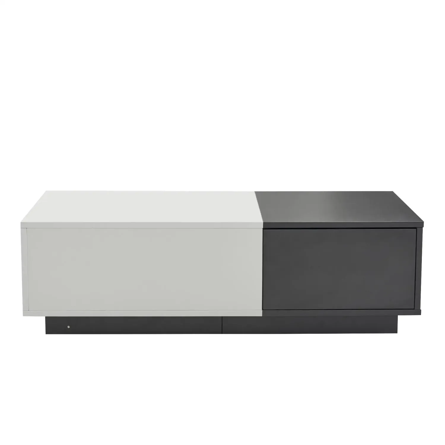 hochwertiger Couchtisch, 100×50×30 cm, mit 2 Druckschubladen, Innovativem Design und Hoher Belastbarkeit bis 45 kg, Weiss+Grau