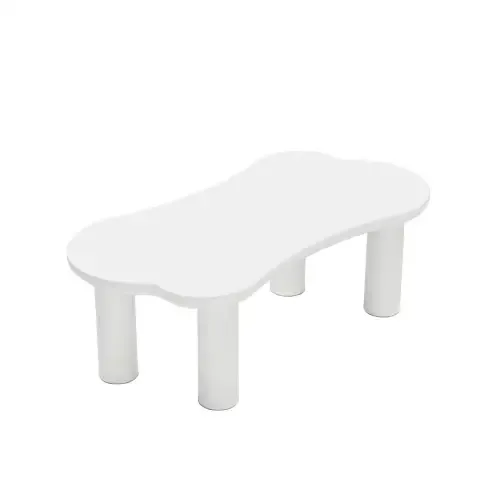Couchtisch in Knochenform, MDF-Tischplatte und PVC-Beine, Weiss