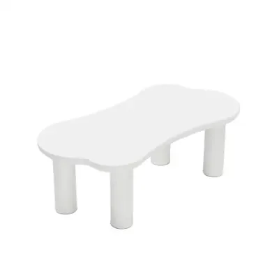 Couchtisch in Knochenform, MDF-Tischplatte und PVC-Beine, Weiss