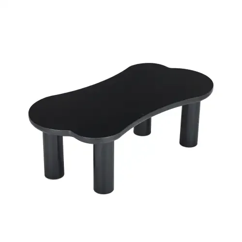 Couchtisch in Knochenform, MDF-Tischplatte und PVC-Beine, Schwarz