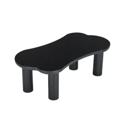 Couchtisch in Knochenform, MDF-Tischplatte und PVC-Beine, Schwarz