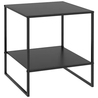 Beistelltisch im Industriedesign Couchtisch Nachttisch, 1 Ablage, Schwarz