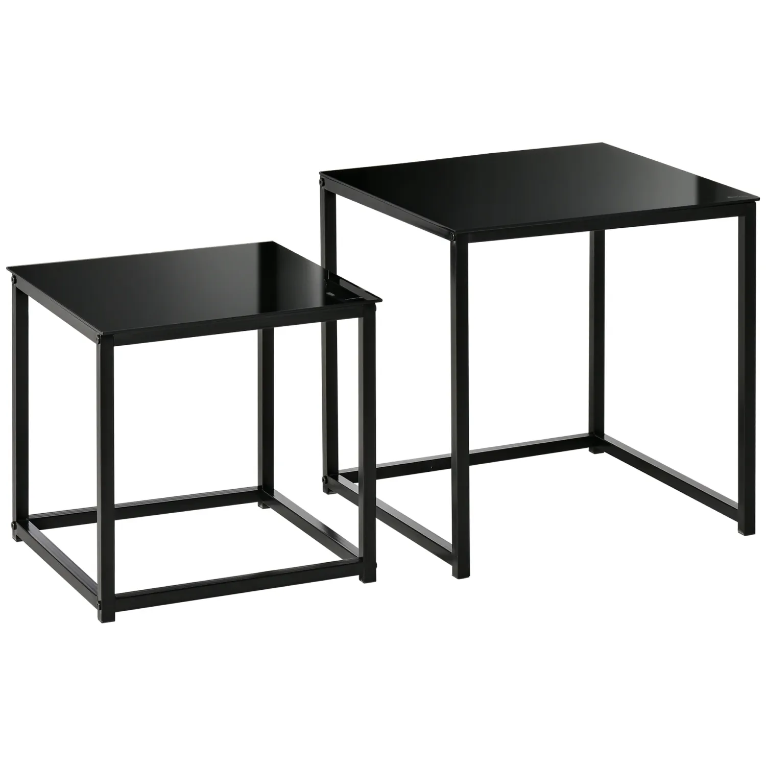 2er-Set Beistelltische, modernes Design, stapelbar, Glastisch, Schwarz