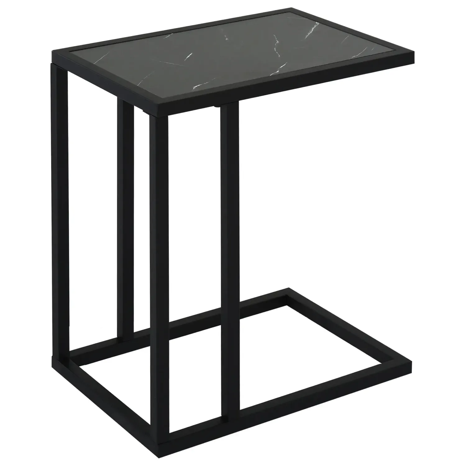 Beistelltisch, C-förmig, platzsparend, Nachttisch/Couchtisch, Marmoroptik, 45 x 30 x 51,5 cm