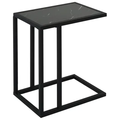 Beistelltisch, C-förmig, platzsparend, Nachttisch/Couchtisch, Marmoroptik, 45 x 30 x 51,5 cm