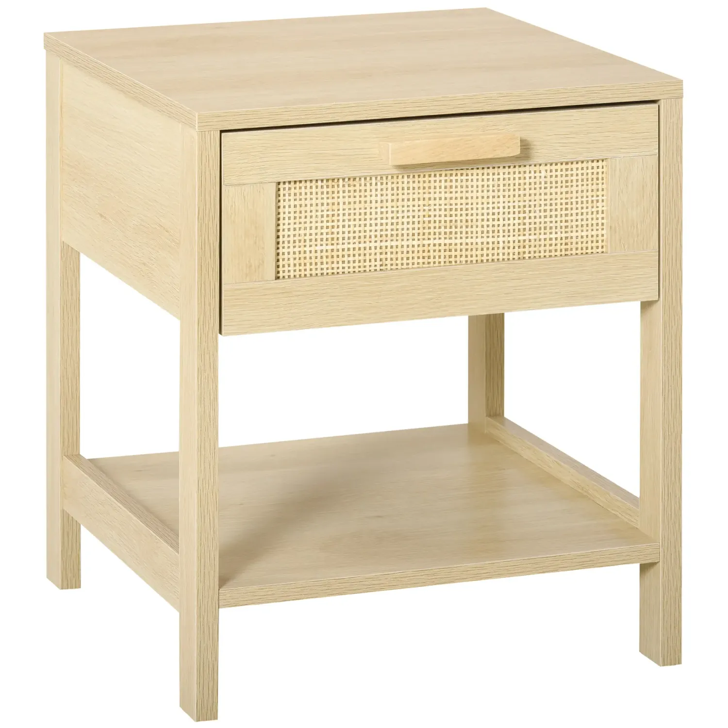 Nachttisch Nachtschrank Beistelltisch Boho-Rattan-Design Natur 40 x 40 x 48 cm