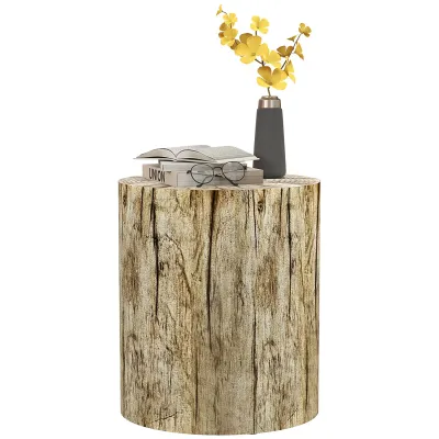 Beistelltisch im Baumstumpf-Design, wetterfest, für Indoor &amp; Outdoor, Beton, Ø37 x 43 cm
