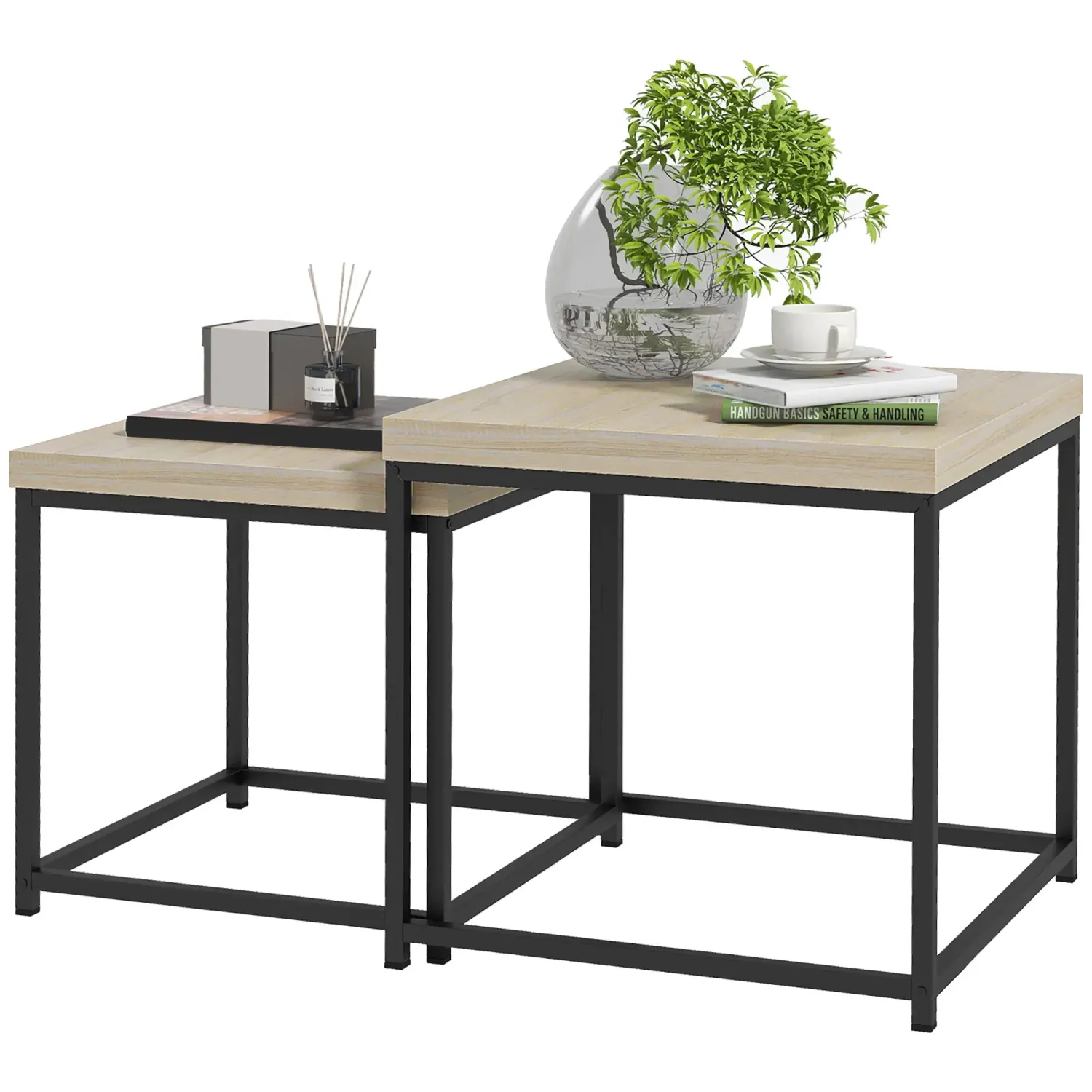 2er Set Couchtisch quadratischer Beistelltisch Wohnzimmertisch