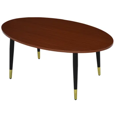Ovaler multifunktionaler Couchtisch Beistelltisch 100 x 60 x 42 cm in Dunkel Teak Optik