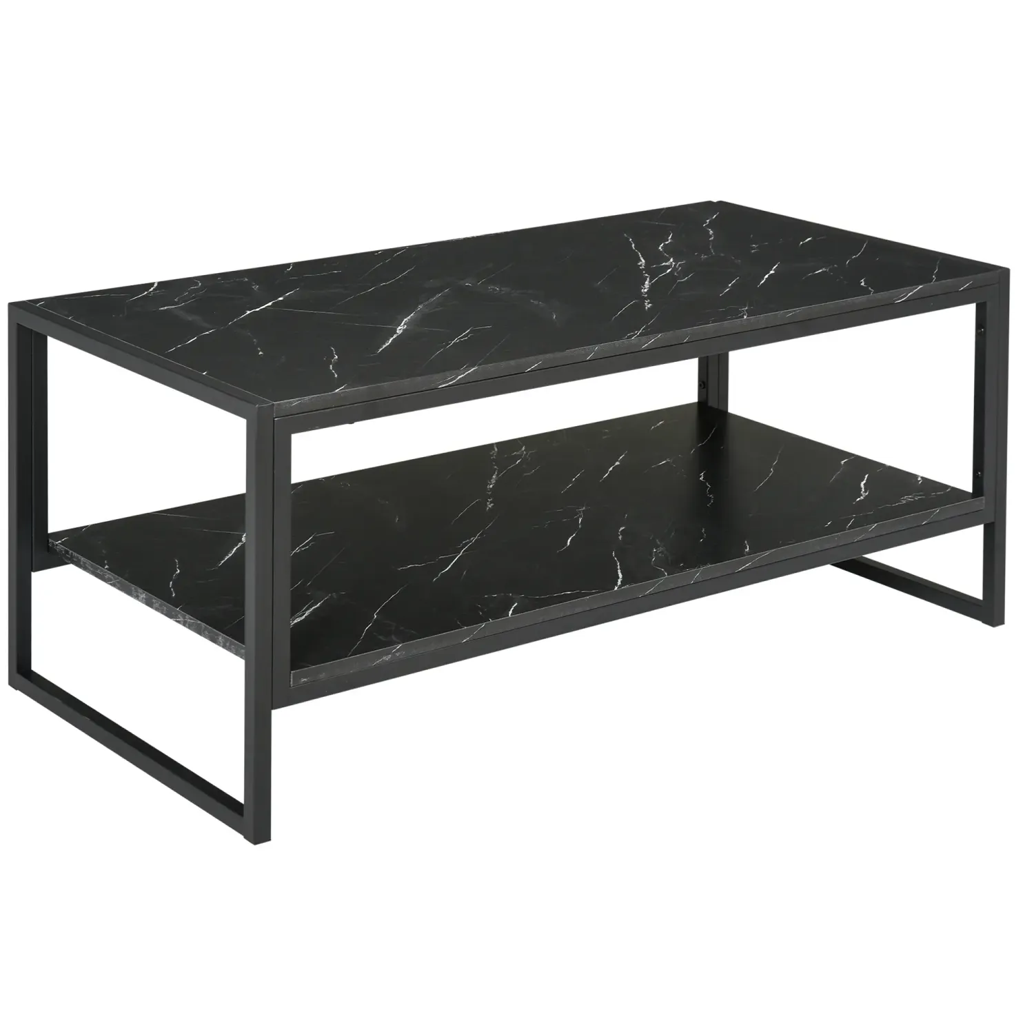 Eleganter Couchtisch mit 2 Regalen 106 x 50 x 47 cm Schwarz