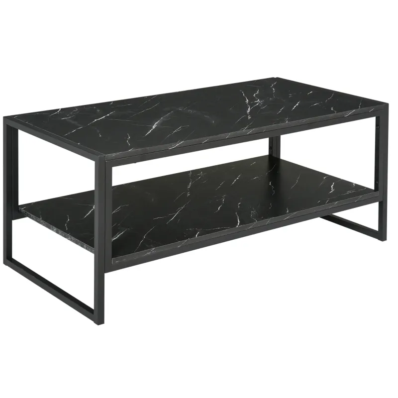 Eleganter Couchtisch mit 2 Regalen 106 x 50 x 47 cm Schwarz