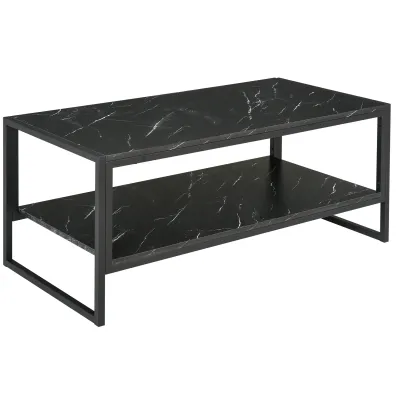 Eleganter Couchtisch mit 2 Regalen 106 x 50 x 47 cm Schwarz