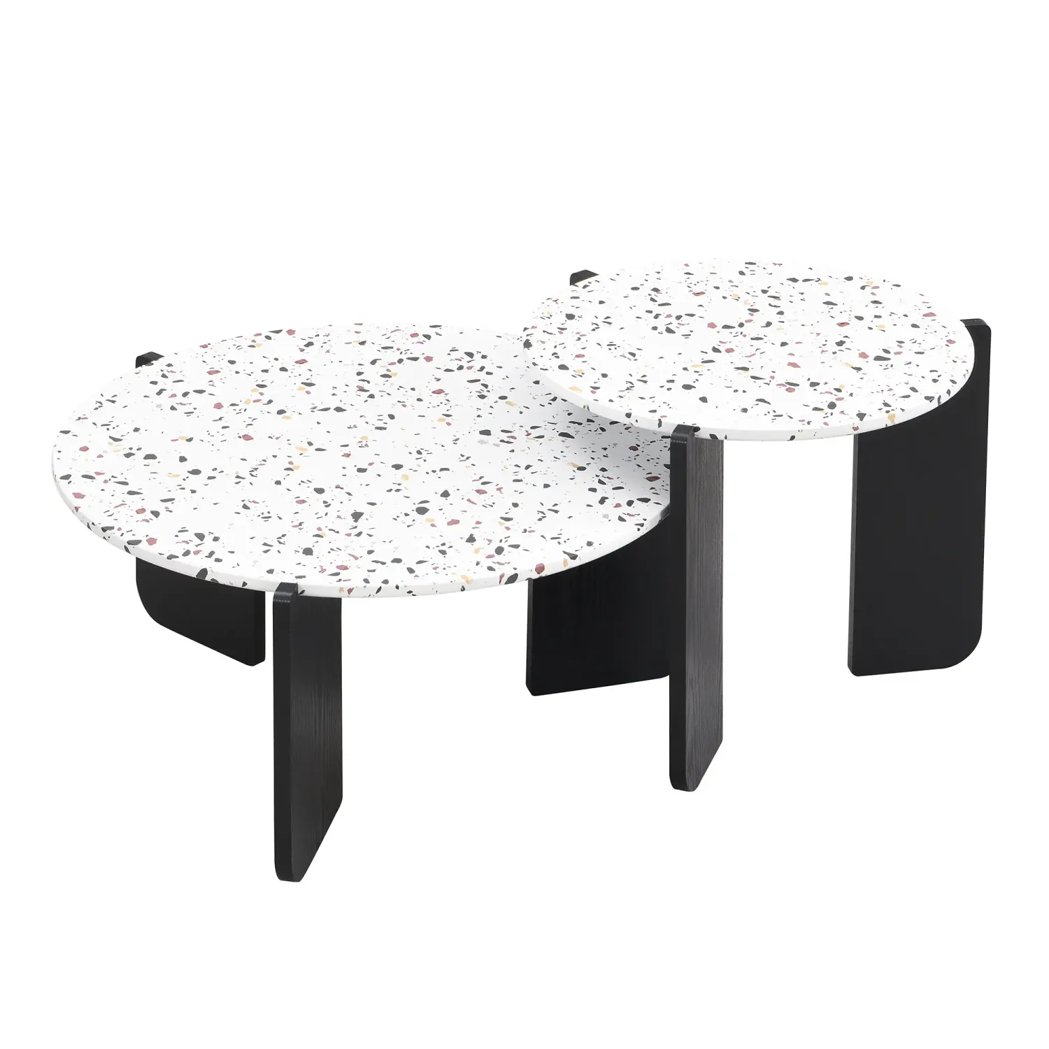 Couchtisch-Set, 2er-Set, vielseitig einsetzbar, schwarz und weiss