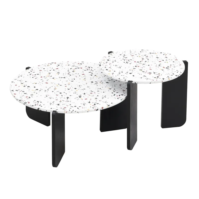 Couchtisch-Set, 2er-Set, vielseitig einsetzbar, schwarz und weiss