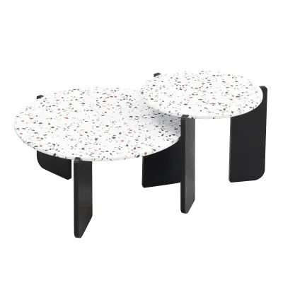 Couchtisch-Set, 2er-Set, vielseitig einsetzbar, schwarz und weiss