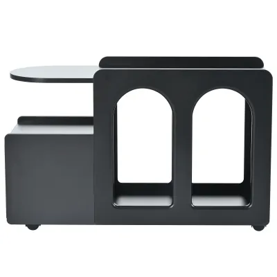Multifunktionaler Beistelltisch mit Rollen, 82 cm x 30 cm x 53 cm, Schwarz
