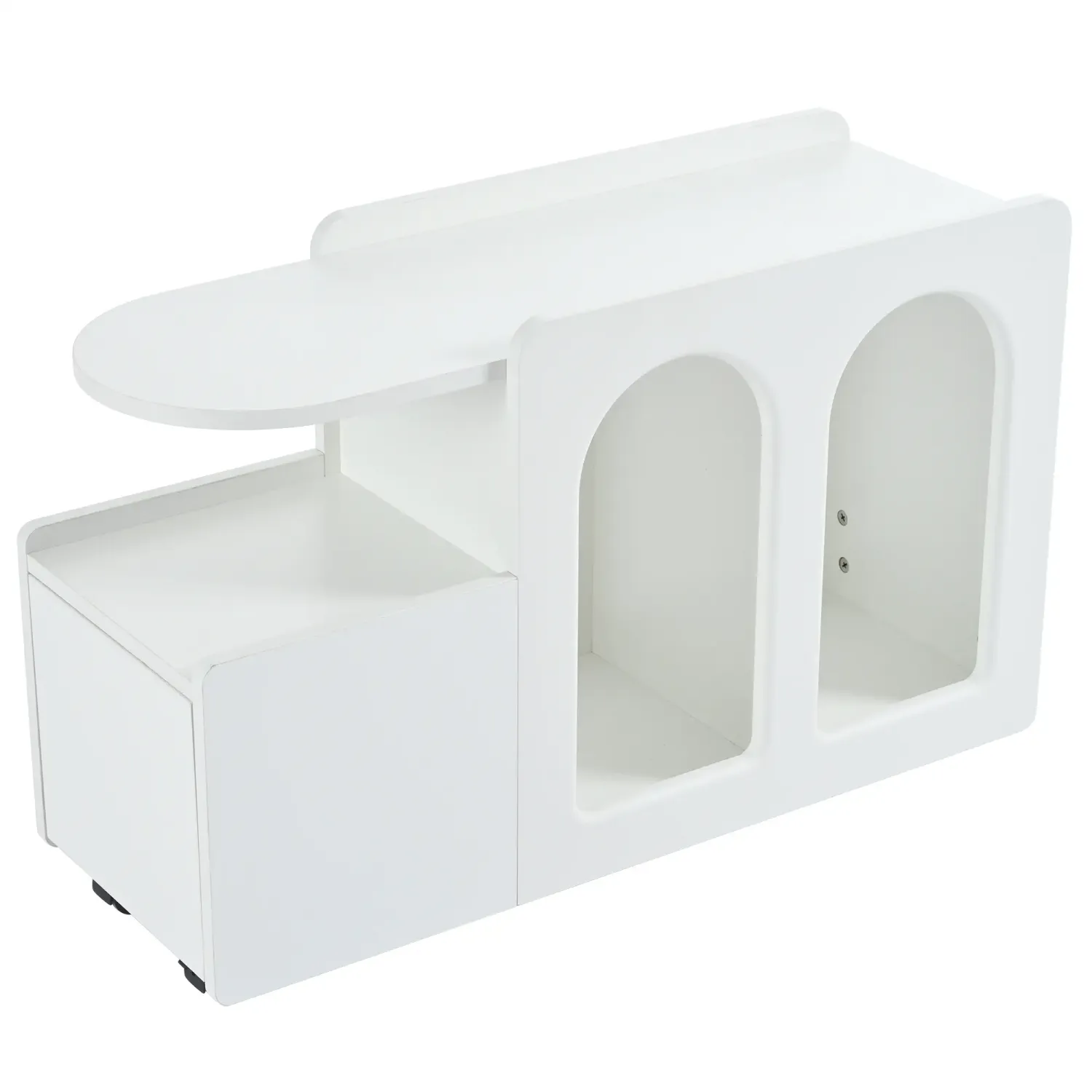 Multifunktionaler Beistelltisch mit Rollen, 82 cm x 30 cm x 53 cm, weiss