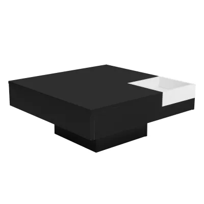 Exklusiver Couchtisch Hochglanz mit LED-Licht, Schwarz