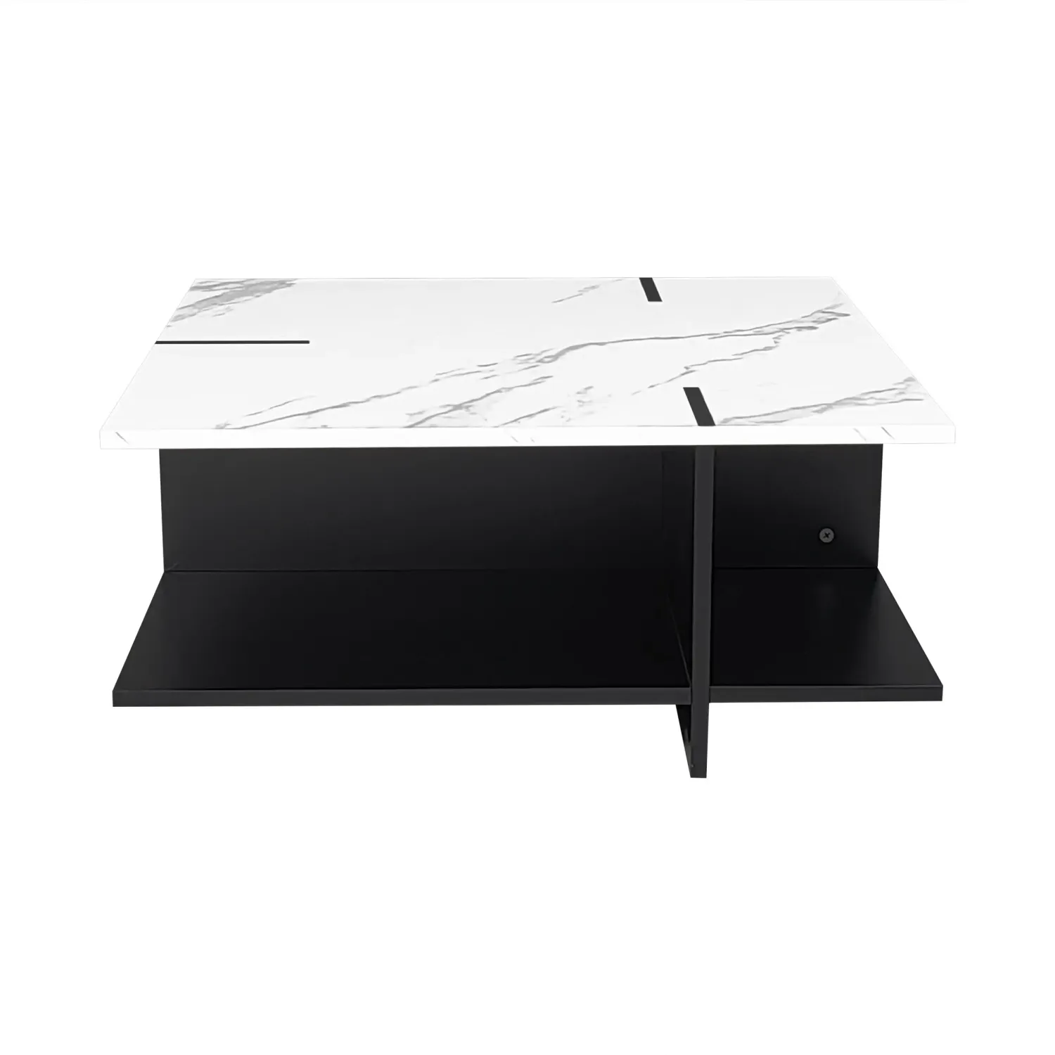 Exklusiver Couchtisch, modernes minimalistisches Design mit weisser Marmoroptik
