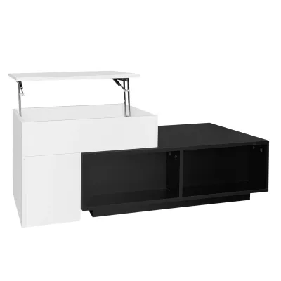Kombi-Couchtisch mit Hebefunktion, Schwarz-Weiss-Design