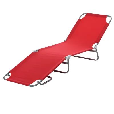 Sonnenliege, klappbar, verstellbare Rückenlehne, rostfreier Metallrahmen, 187 x 55 x 24, Rot