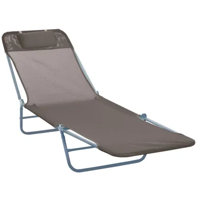 Sonnenliege klappbar Gartenliege mit Kopfkissen Liegestuhl verstellbar mit 5-Fach Campingliege braun