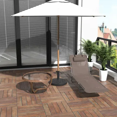 Sonnenliege klappbar, Gartenliege mit Kopfkissen, 5-fach verstellbar, 120 kg, Braun