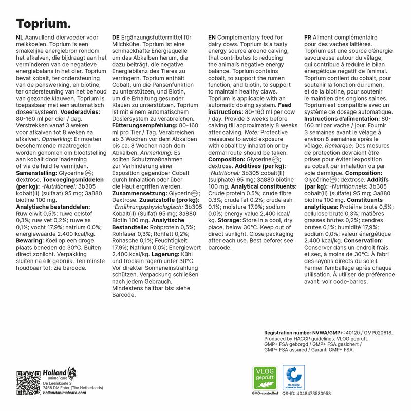 Excellent Toprium 25 kg Ergänzungsfuttermittel - Schmackhafte Energie für rund ums Abkalben
