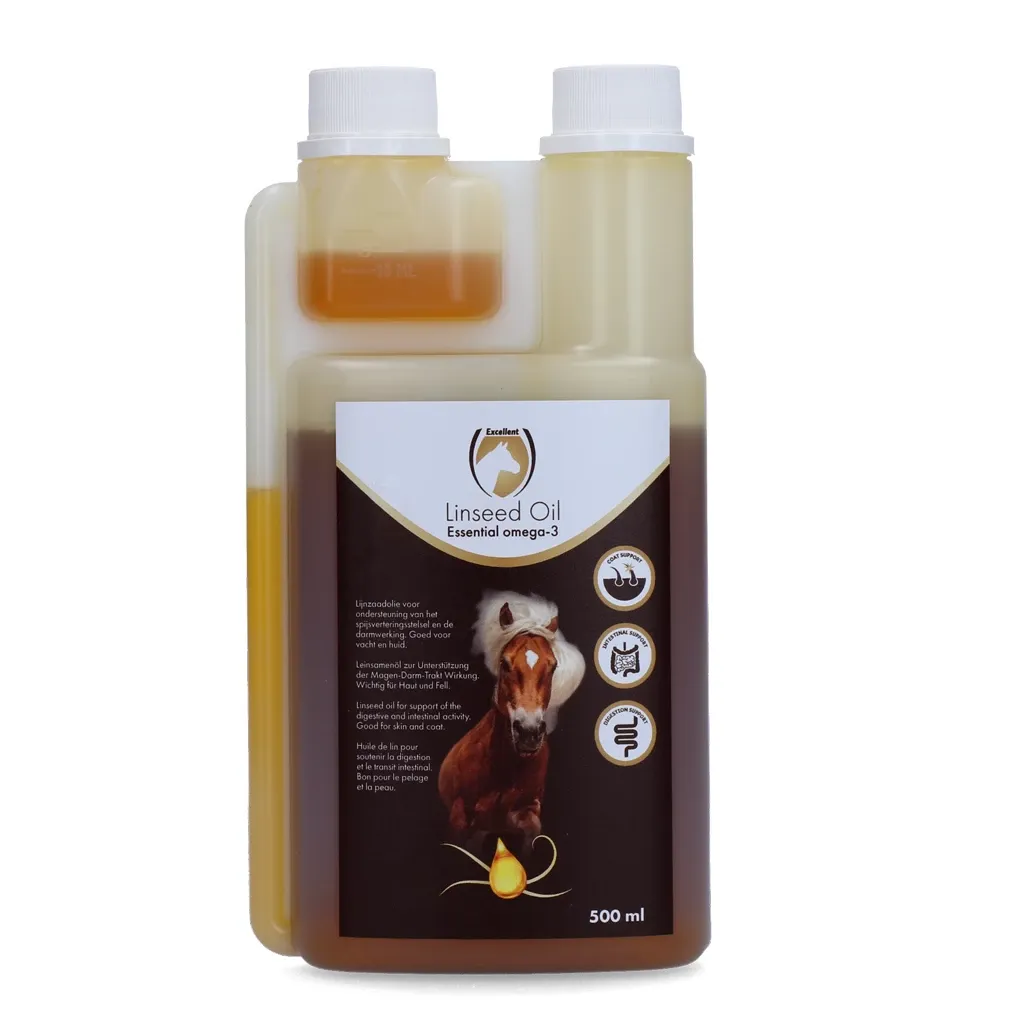 Pferde-Leinöl - 500 ml - Unterstützt die Verdauung und Darmfunktion des Pferdes