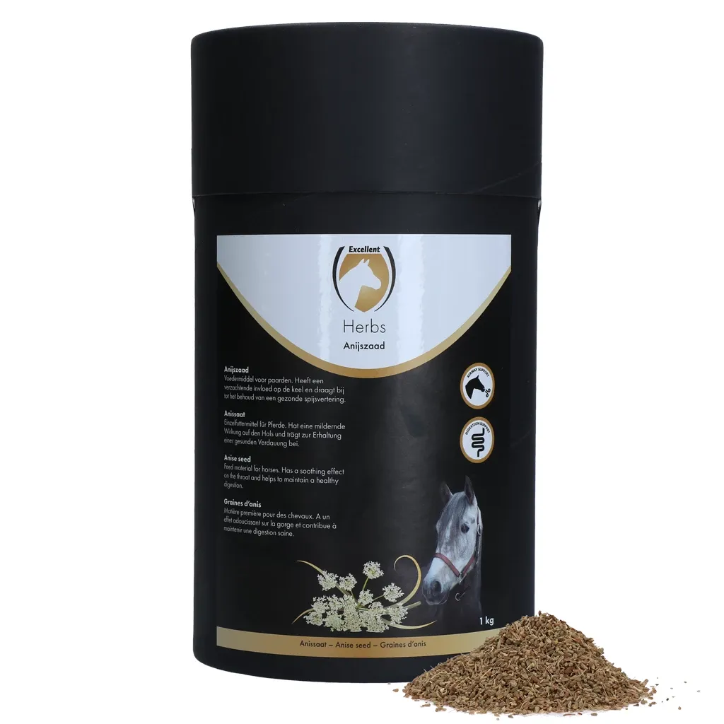 Excellent Pferde-Kräuter Anis 1 kg - Beruhigt die Kehle und trägt zu einer gesunden Verdauung bei.